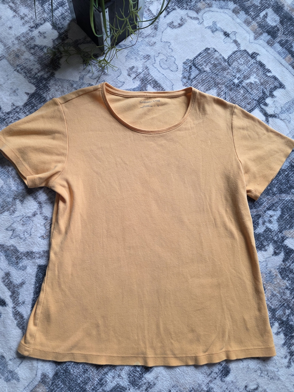 Coldwater Creek Peach Short-Sleeve Crewneck Top 100% Cotton